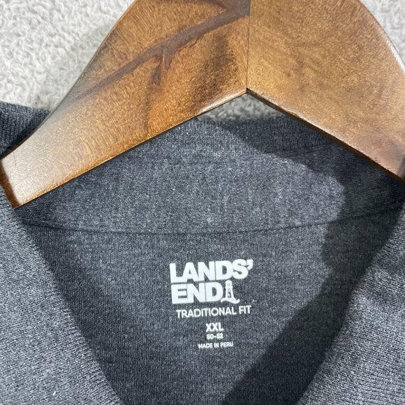 NWOT Land's End Men's XXL Long-Sleeve Polo Shirt Traditional Fit Dark Gray - Picture 6 of 8